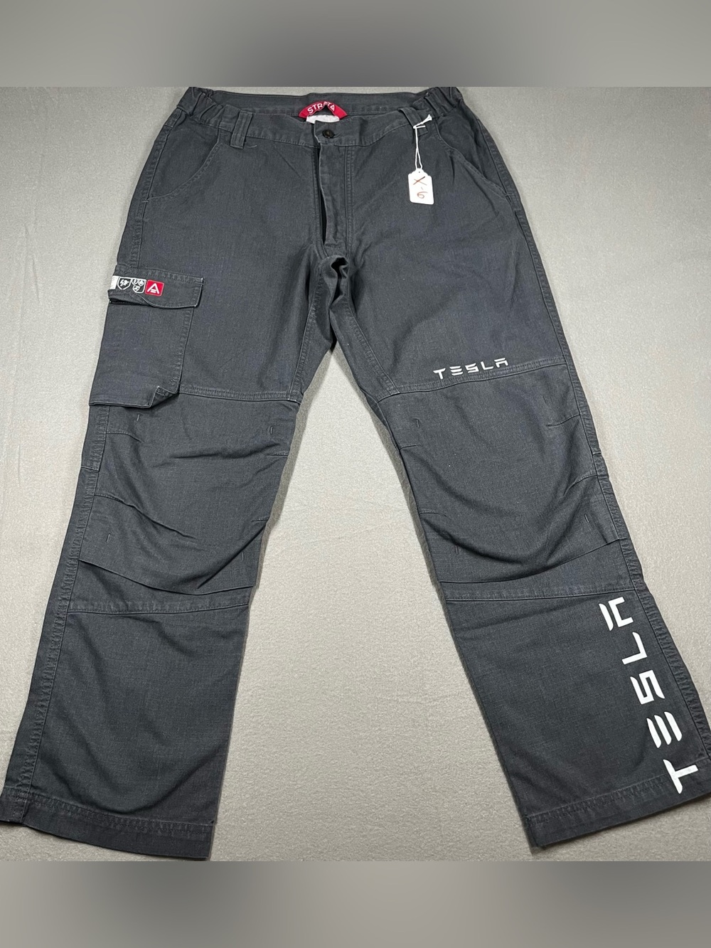 Tesla Black Men's strata Cargo Utility Pants with White Logo 36 x 32